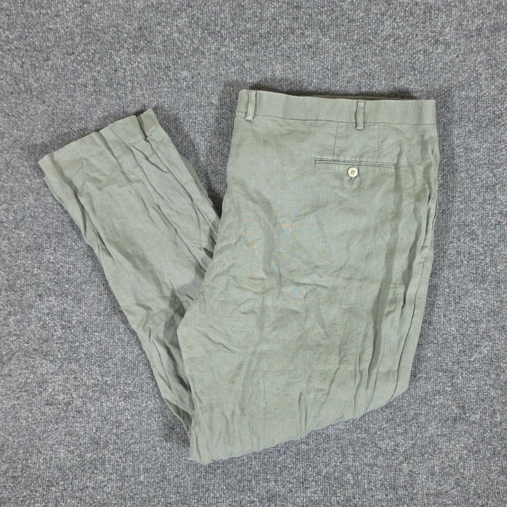 Lauren Ralph Lauren Sage Green Linen Straight Leg Pants Mens 46x31 Summer Casual